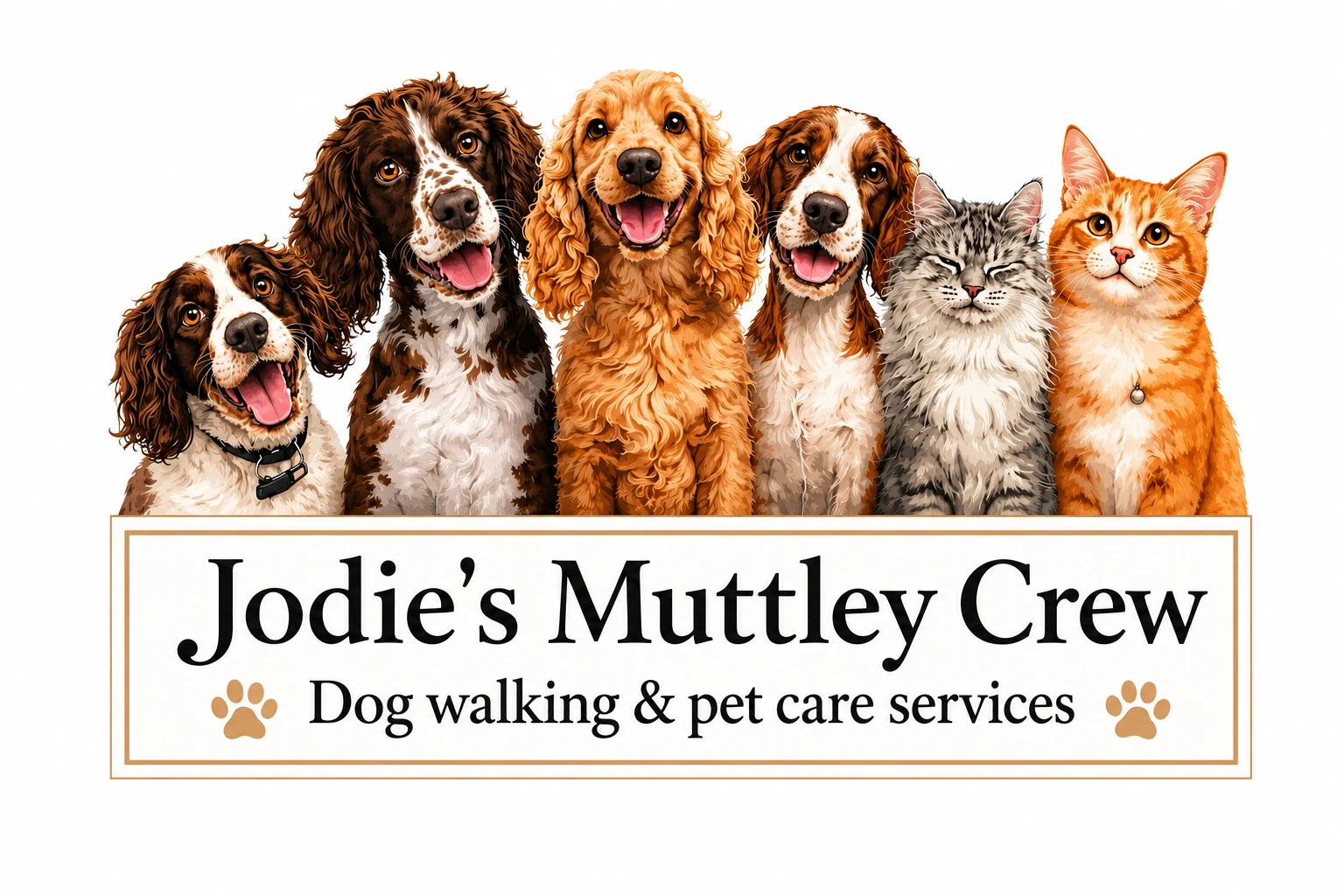 Jodie's Muttley Crew dog walking and pet care services logo